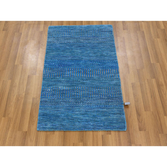 Modern and Contemporary Wool Hand Knotted Rug Blue No Border 2.1X3.1 -O079636