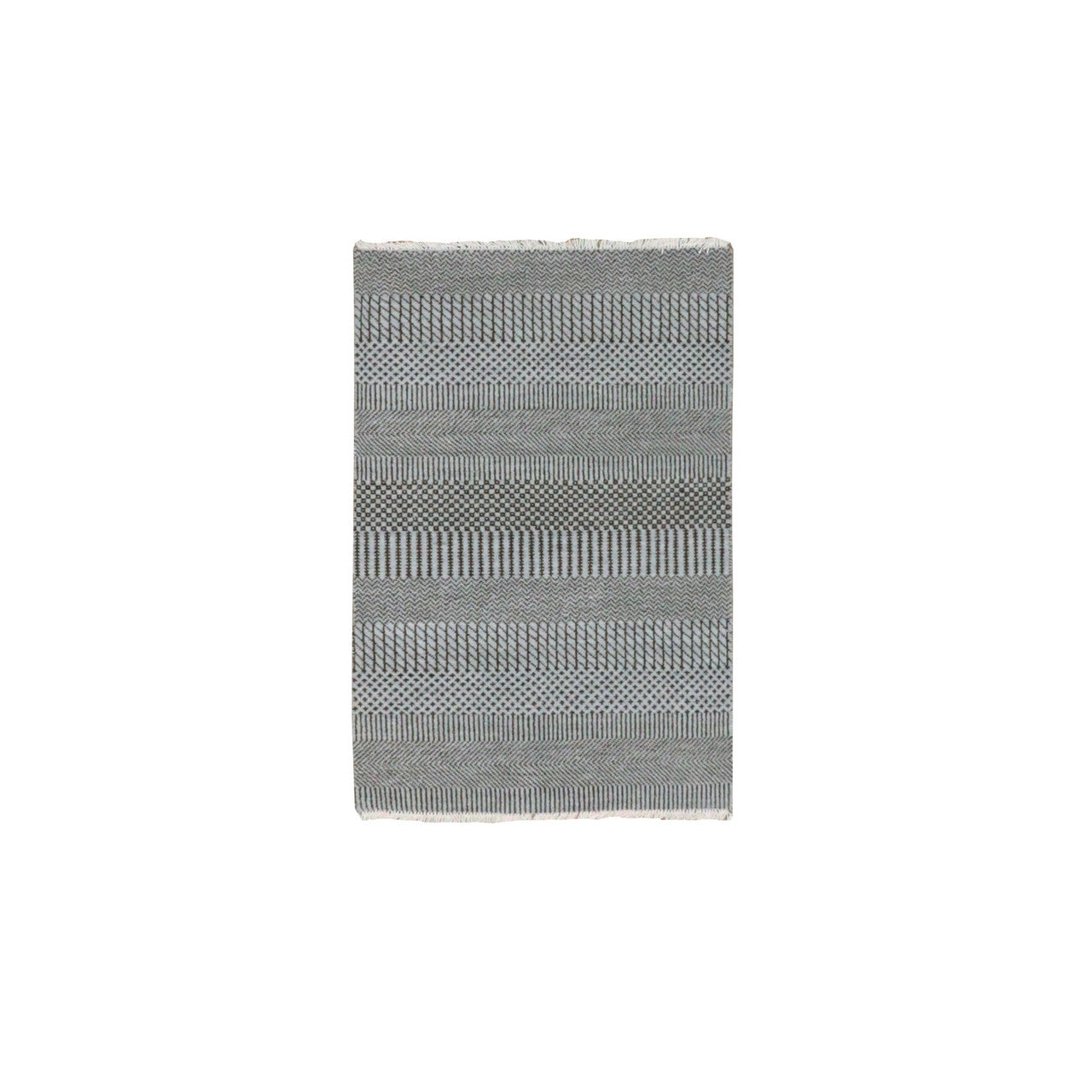 Gray 2x3 Modern and Contemporary Hand knotted Wool Rug - Sku: O079638
