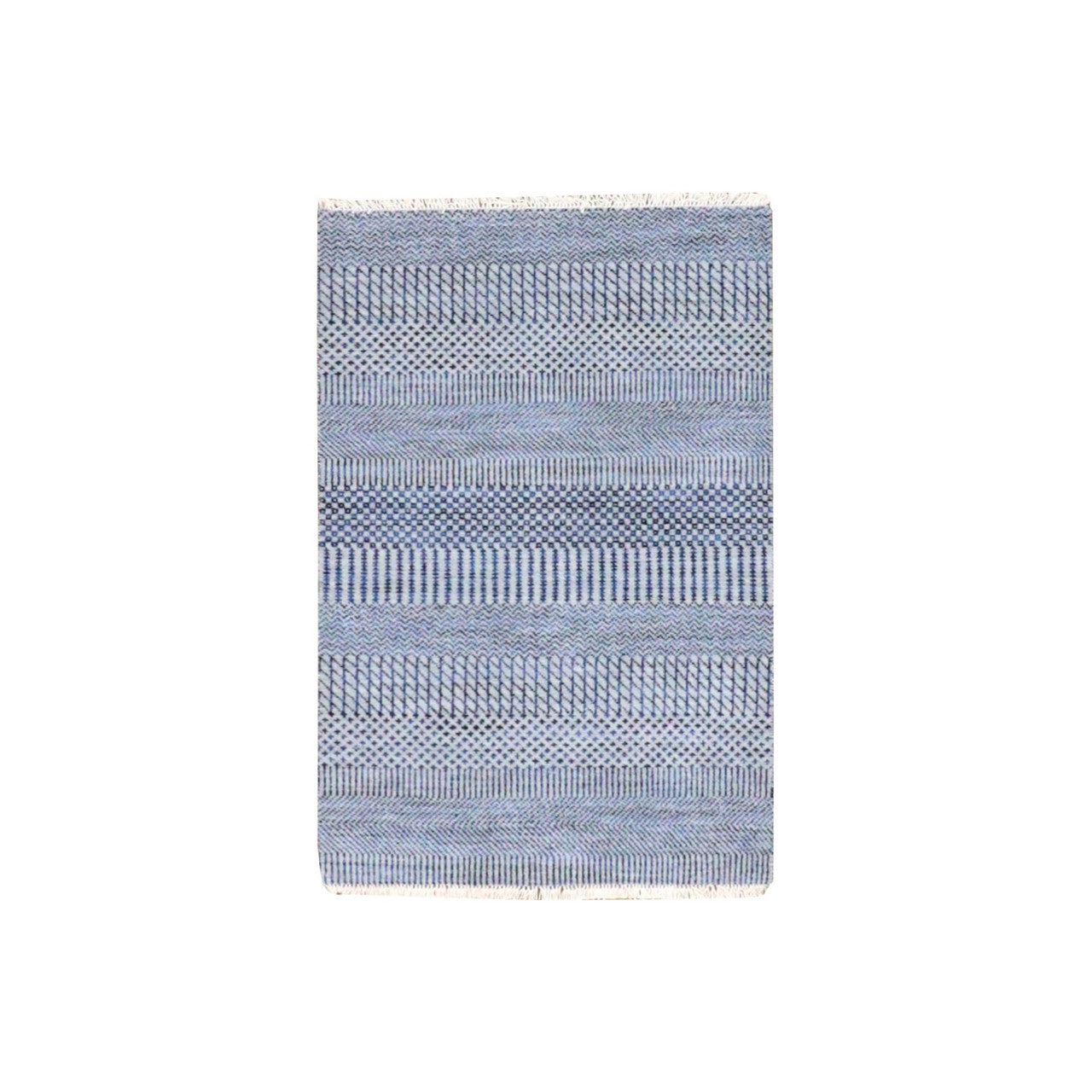 Gray 2'1" x 3'3" Modern and Contemporary Hand knotted Wool Rug - Sku: O079642