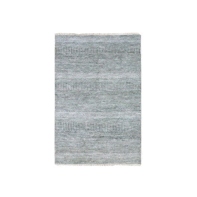 Modern and Contemporary Wool & Silk Hand Knotted Rug Blue No Border 3.0X5.2 -O079643