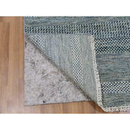 Modern and Contemporary Wool & Silk Hand Knotted Rug Blue No Border 3.0X5.2 -O079643