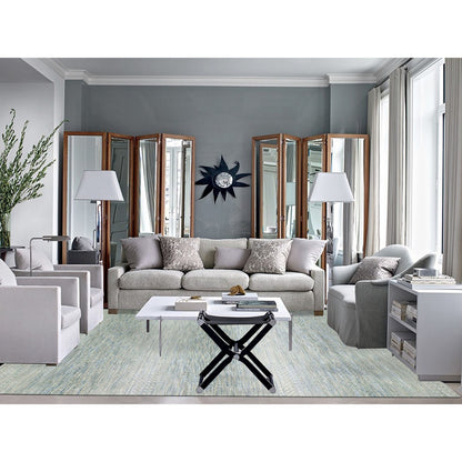 Modern and Contemporary Wool Hand Knotted Rug Grey No Border 10.0X14.1 -O079647