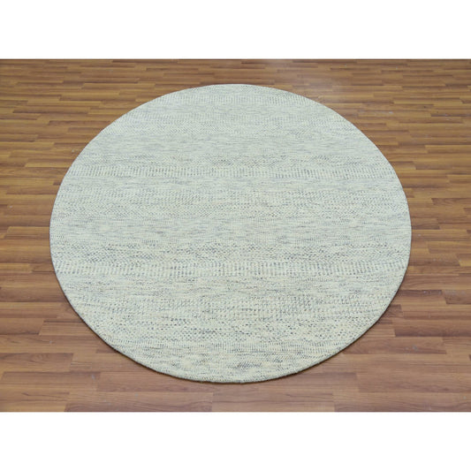 Modern and Contemporary Wool Hand Knotted Rug Grey No Border 6.0X6.0 -O079654