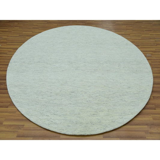 Modern and Contemporary Wool Hand Knotted Rug Grey No Border 8.0X8.0 -O079655