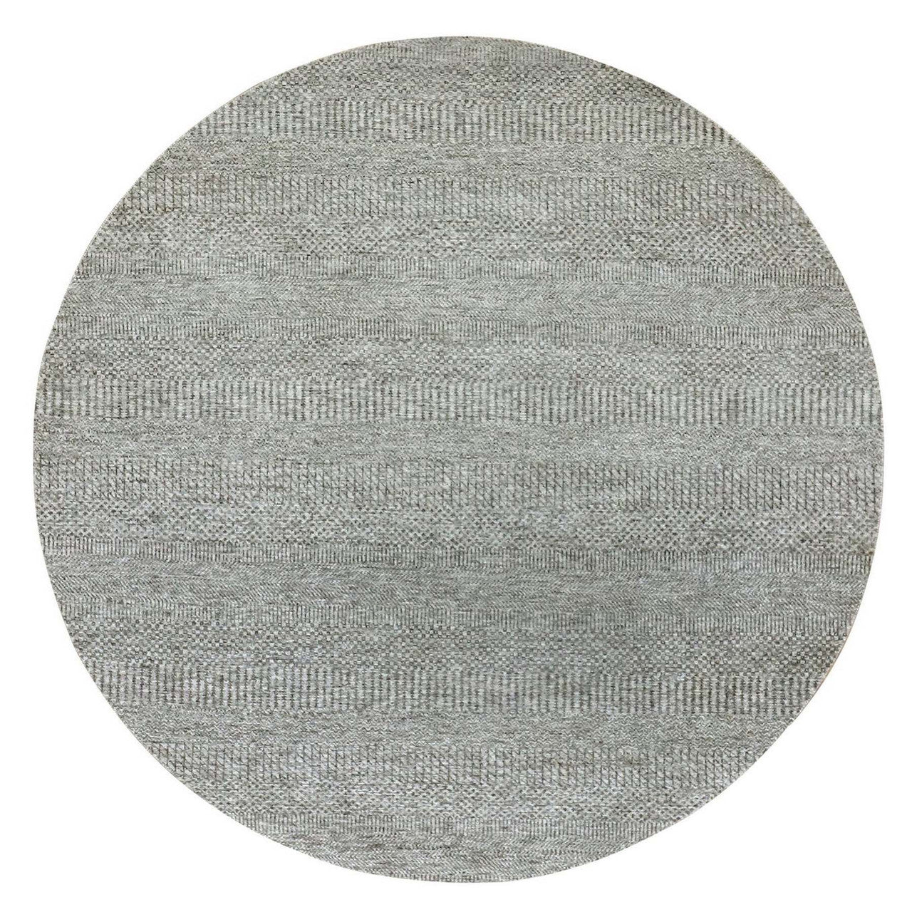 Gray 6'0" x 6'0" Modern and Contemporary Hand knotted Wool Rug - Sku: O079657