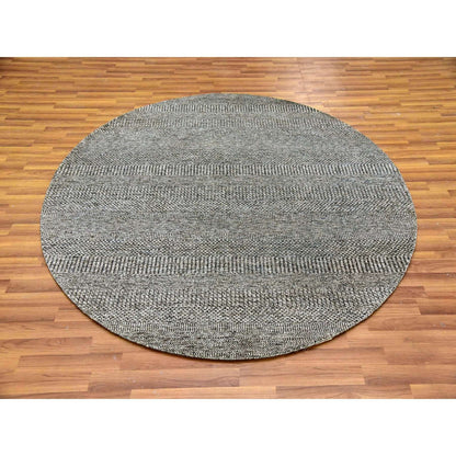 Modern and Contemporary Wool Hand Knotted Rug Grey No Border 6.0X6.0 -O079657