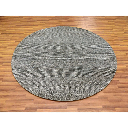 Modern and Contemporary Wool Hand Knotted Rug Grey No Border 6.0X6.0 -O079657