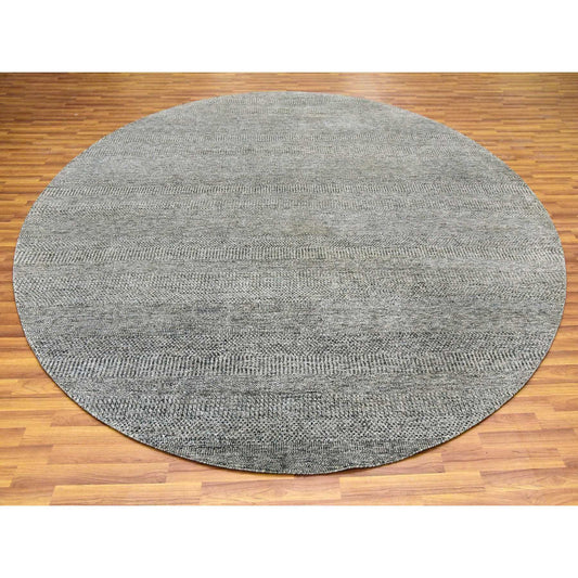 Modern and Contemporary Wool Hand Knotted Rug Grey No Border 10.0X10.0 -O079659
