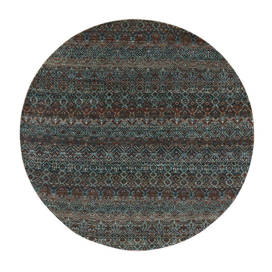 Modern and Contemporary Wool Hand Knotted Rug Brown No Border 5.11X6.0 -O079660