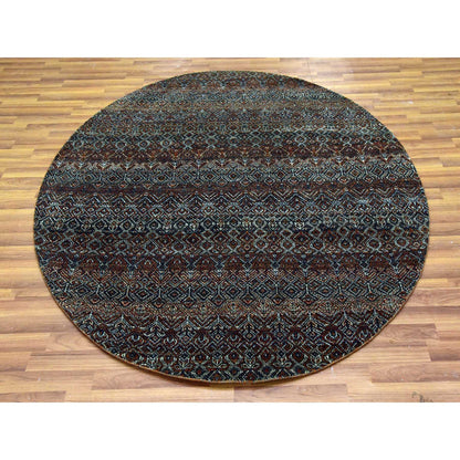 Modern and Contemporary Wool Hand Knotted Rug Brown No Border 5.11X6.0 -O079660