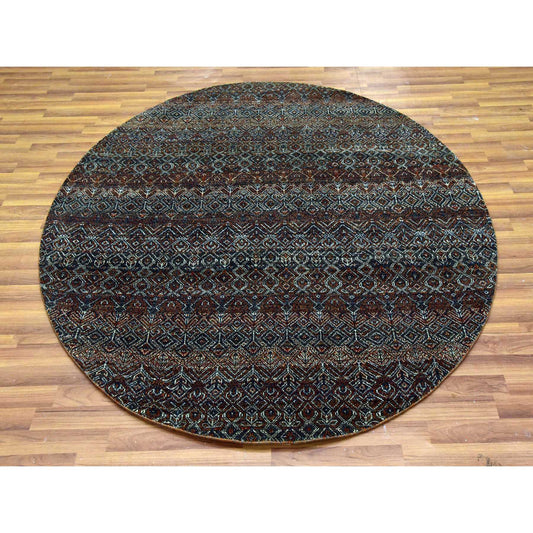 Modern and Contemporary Wool Hand Knotted Rug Brown No Border 5.11X6.0 -O079660