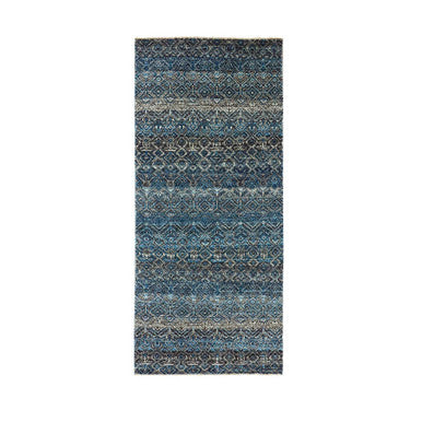 Modern and Contemporary Wool Hand Knotted Rug Blue No Border 2.8X6.0 -O079662