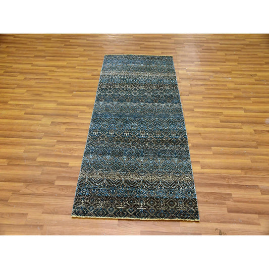 Modern and Contemporary Wool Hand Knotted Rug Blue No Border 2.8X6.0 -O079662