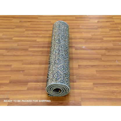 Modern and Contemporary Wool Hand Knotted Rug Blue No Border 2.8X6.0 -O079662