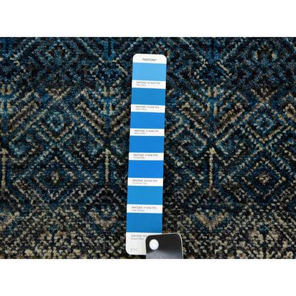 Modern and Contemporary Wool Hand Knotted Rug Blue No Border 2.8X6.0 -O079663