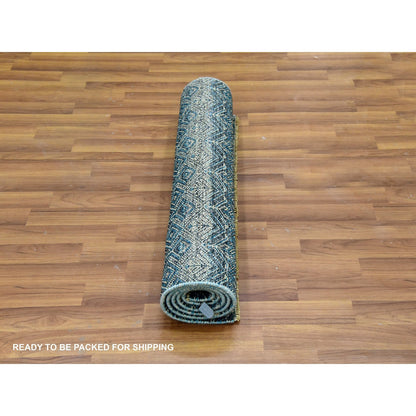 Modern and Contemporary Wool Hand Knotted Rug Blue No Border 2.8X6.0 -O079663