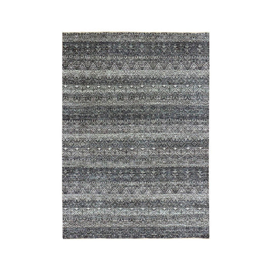 Modern and Contemporary Wool Hand Knotted Rug Grey No Border 5.0X7.1 -O079664