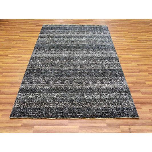 Modern and Contemporary Wool Hand Knotted Rug Grey No Border 5.0X7.1 -O079664