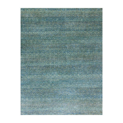 Modern and Contemporary Wool Hand Knotted Rug Green No Border 8.1X10.1 -O079665