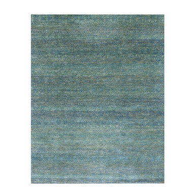 Modern and Contemporary Wool Hand Knotted Rug Green No Border 8.1X10.1 -O079666