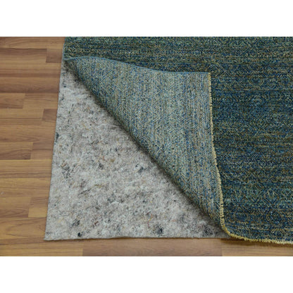 Modern and Contemporary Wool Hand Knotted Rug Green No Border 8.1X10.1 -O079666