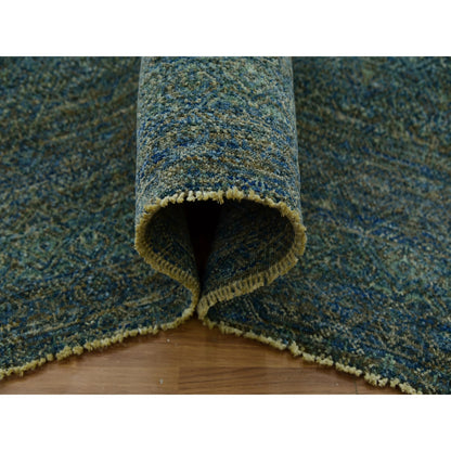 Modern and Contemporary Wool Hand Knotted Rug Green No Border 8.1X10.1 -O079666