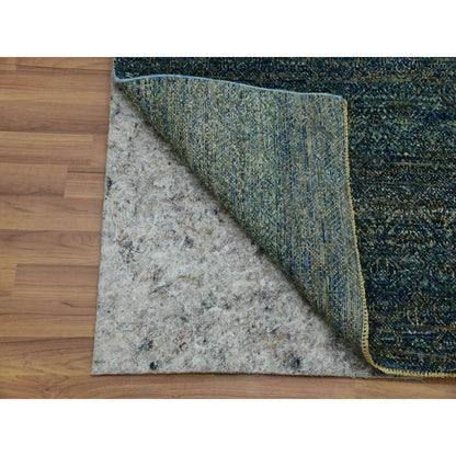 Modern and Contemporary Wool Hand Knotted Rug Green No Border 2.6X6.0 -O079667