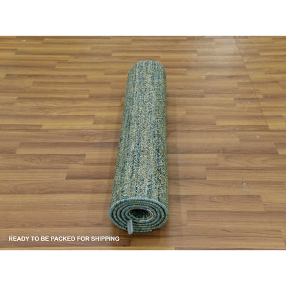 Modern and Contemporary Wool Hand Knotted Rug Green No Border 2.6X6.0 -O079667
