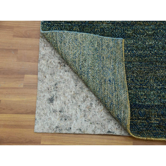 Modern and Contemporary Wool Hand Knotted Rug Green No Border 2.6X8.0 -O079669