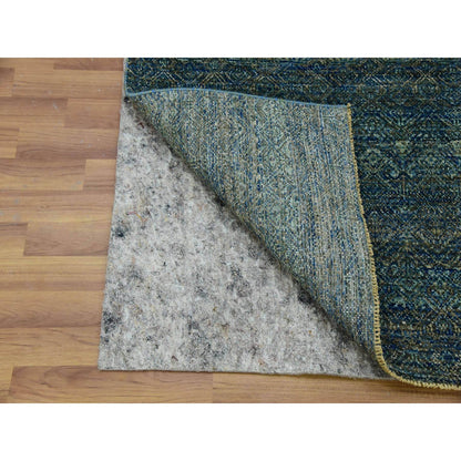 Modern and Contemporary Wool Hand Knotted Rug Green No Border 2.6X10.1 -O079672