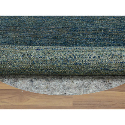 Modern and Contemporary Wool Hand Knotted Rug Green No Border 6.0X6.0 -O079673