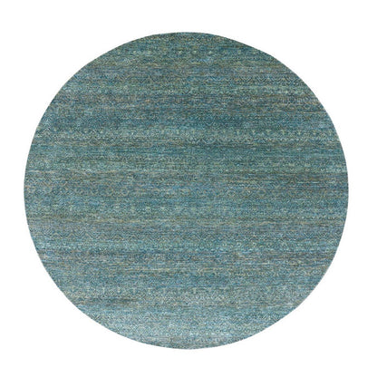 Modern and Contemporary Wool Hand Knotted Rug Green No Border 7.11X7.11 -O079674