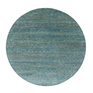 Modern and Contemporary Wool Hand Knotted Rug Green No Border 7.11X7.11 -O079674