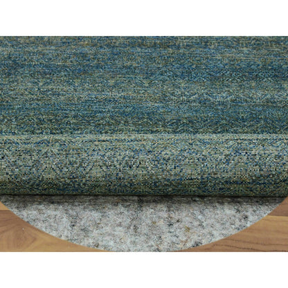 Modern and Contemporary Wool Hand Knotted Rug Green No Border 7.11X7.11 -O079674