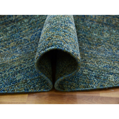 Modern and Contemporary Wool Hand Knotted Rug Green No Border 7.11X7.11 -O079674