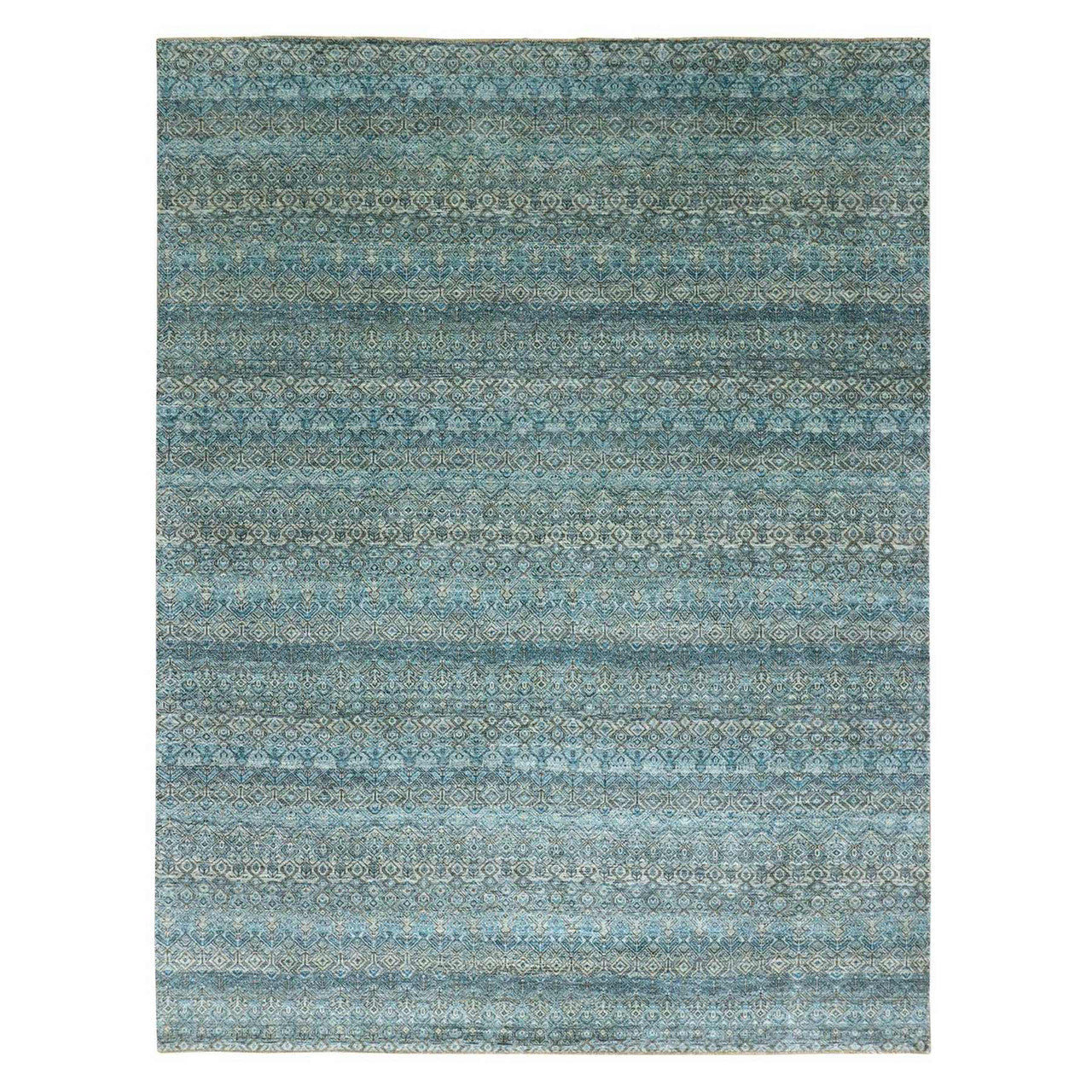 Blue 9'1" x 12'0" Modern and Contemporary Hand knotted Wool Rug - Sku: O079678