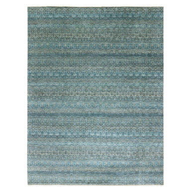 Modern and Contemporary Wool Hand Knotted Rug Blue No Border 9.1X12.0 -O079678