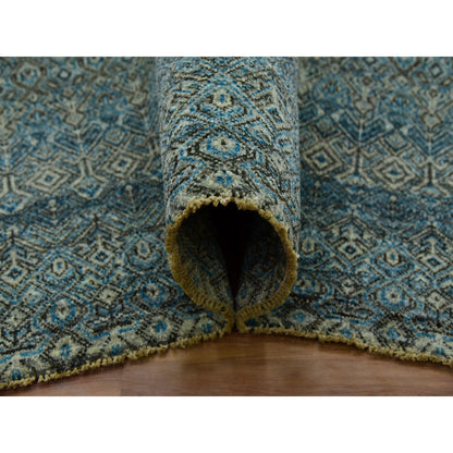 Modern and Contemporary Wool Hand Knotted Rug Blue No Border 9.1X12.0 -O079678