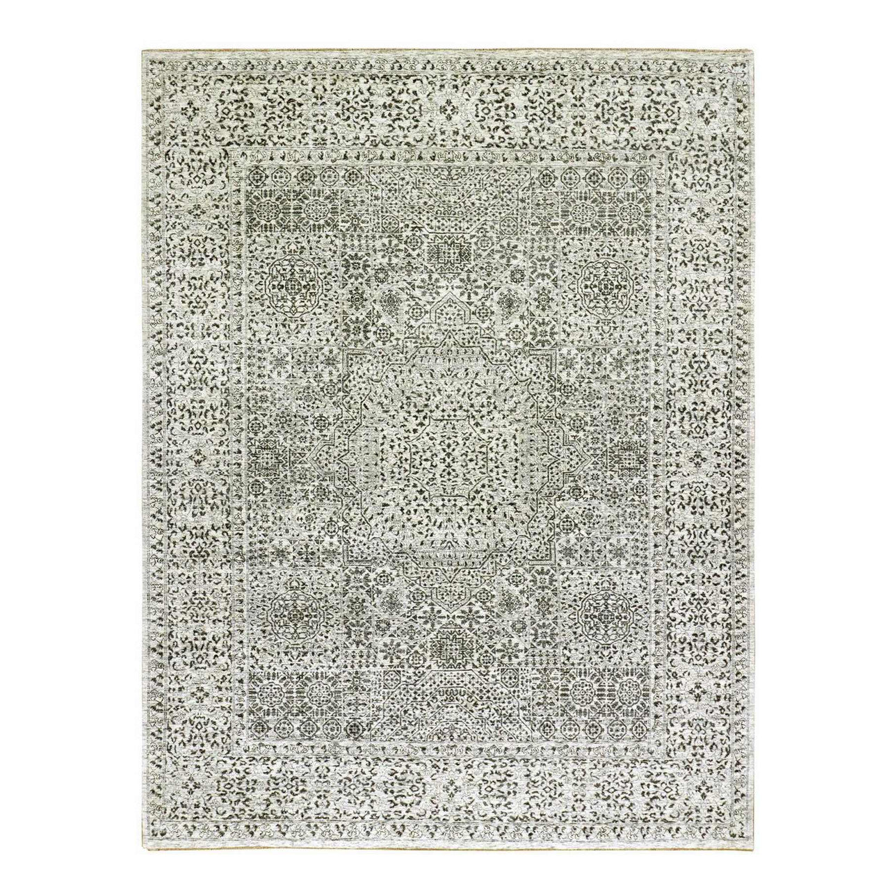 Ivory 9'1" x 12'0" Mamluk Hand knotted Wool Rug - Sku: O079679