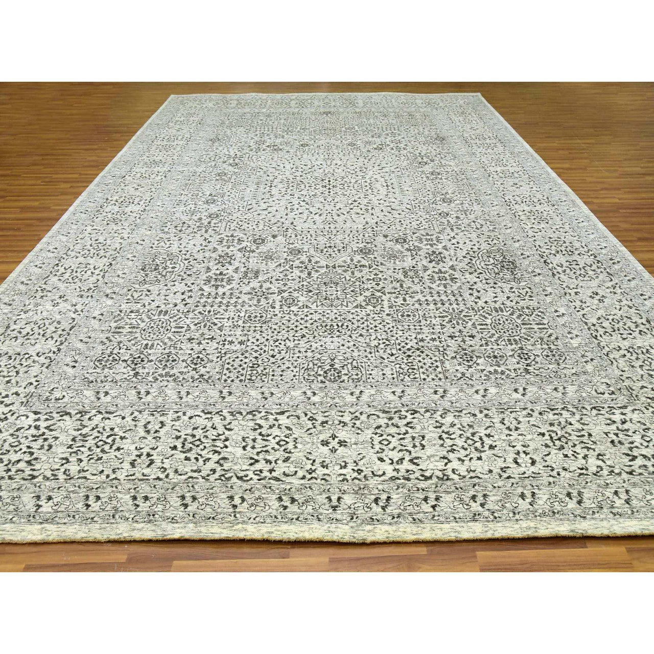 Ivory 12'0" x 17'10" Mamluk Hand knotted Wool Rug - Sku: O079680
