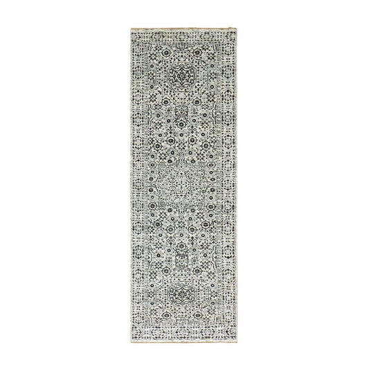 Mamluk Wool Hand Knotted Rug Ivory Ivory 2.8X10.0 -O079681