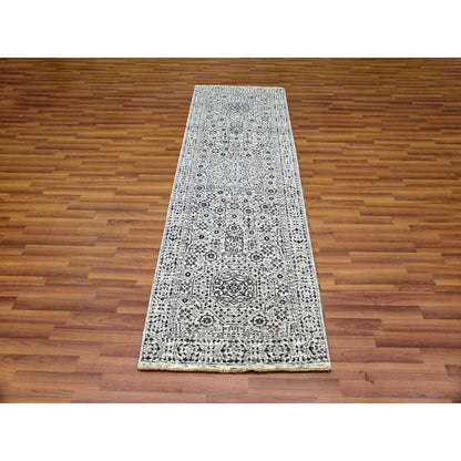 Mamluk Wool Hand Knotted Rug Ivory Ivory 2.8X10.0 -O079681