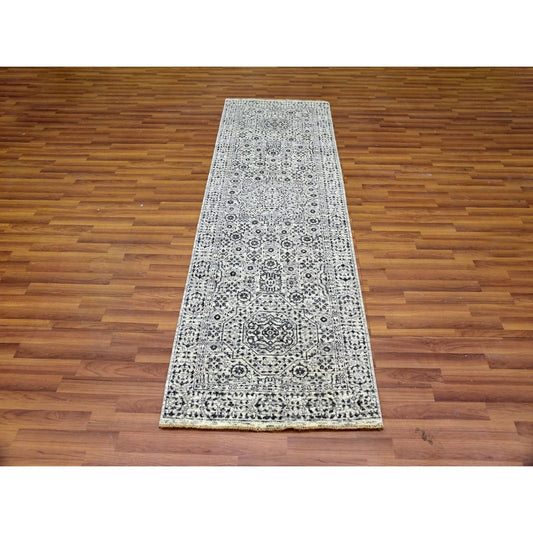 Mamluk Wool Hand Knotted Rug Ivory Ivory 2.8X10.0 -O079681