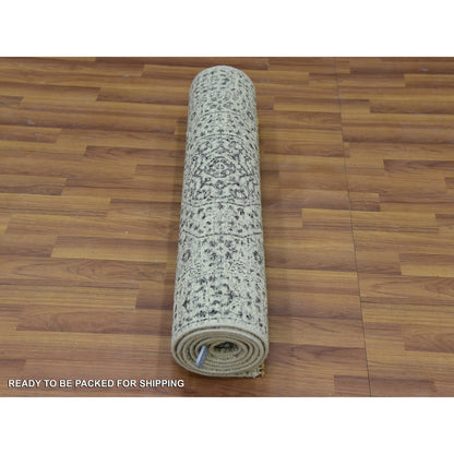 Mamluk Wool Hand Knotted Rug Ivory Ivory 2.8X10.0 -O079681