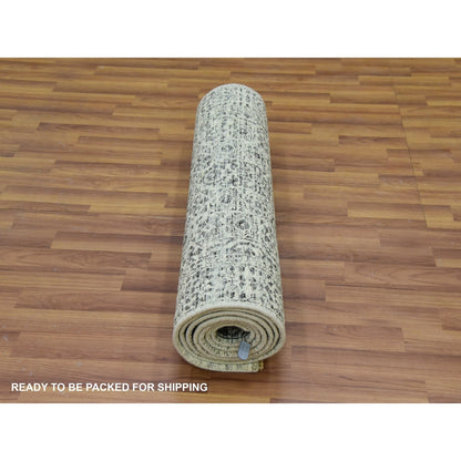 Mamluk Wool Hand Knotted Rug Ivory Ivory 2.8X10.0 -O079683