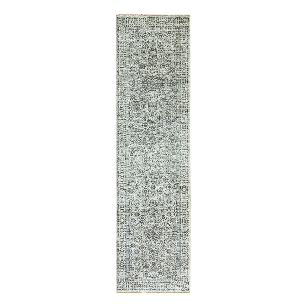 Ivory 2'8" x 10'0" Mamluk Hand knotted Wool Rug - Sku: O079684
