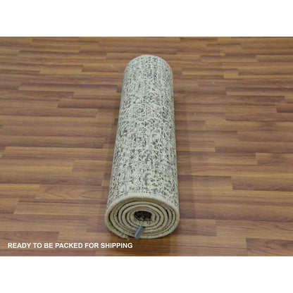 Mamluk Wool Hand Knotted Rug Ivory Ivory 2.8X10.0 -O079684