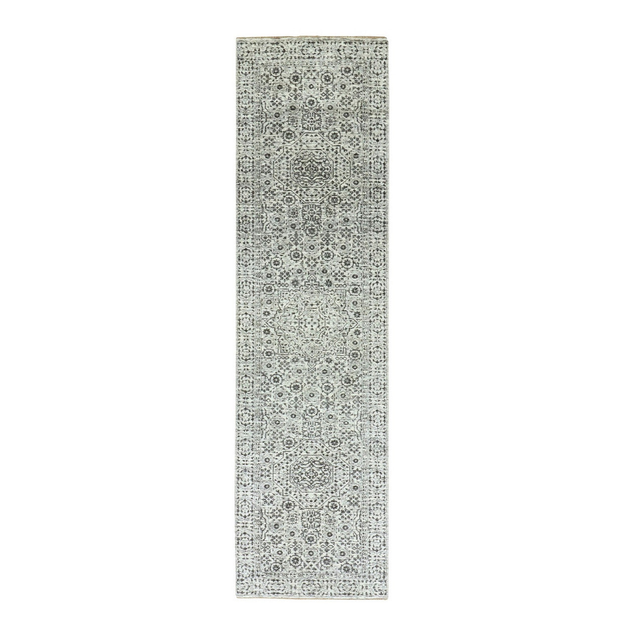 Ivory 2'8" x 10'0" Mamluk Hand knotted Wool Rug - Sku: O079685