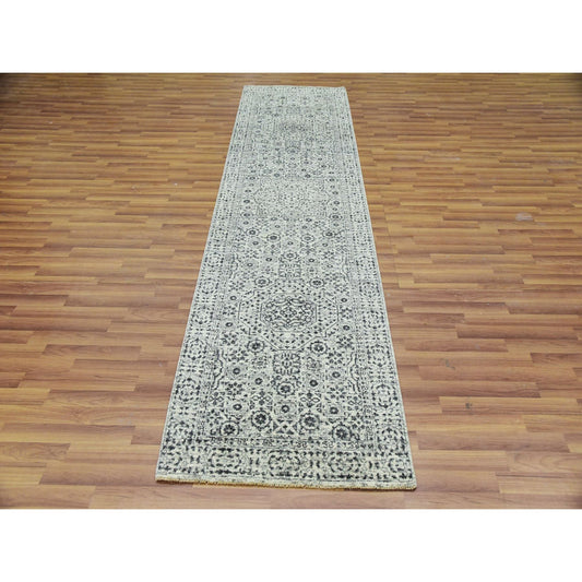 Mamluk Wool Hand Knotted Rug Ivory Ivory 2.8X10.0 -O079685