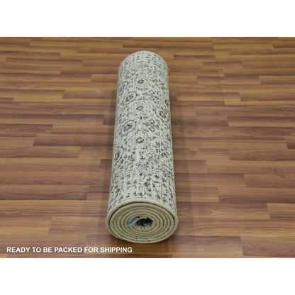 Mamluk Wool Hand Knotted Rug Ivory Ivory 2.8X10.0 -O079685